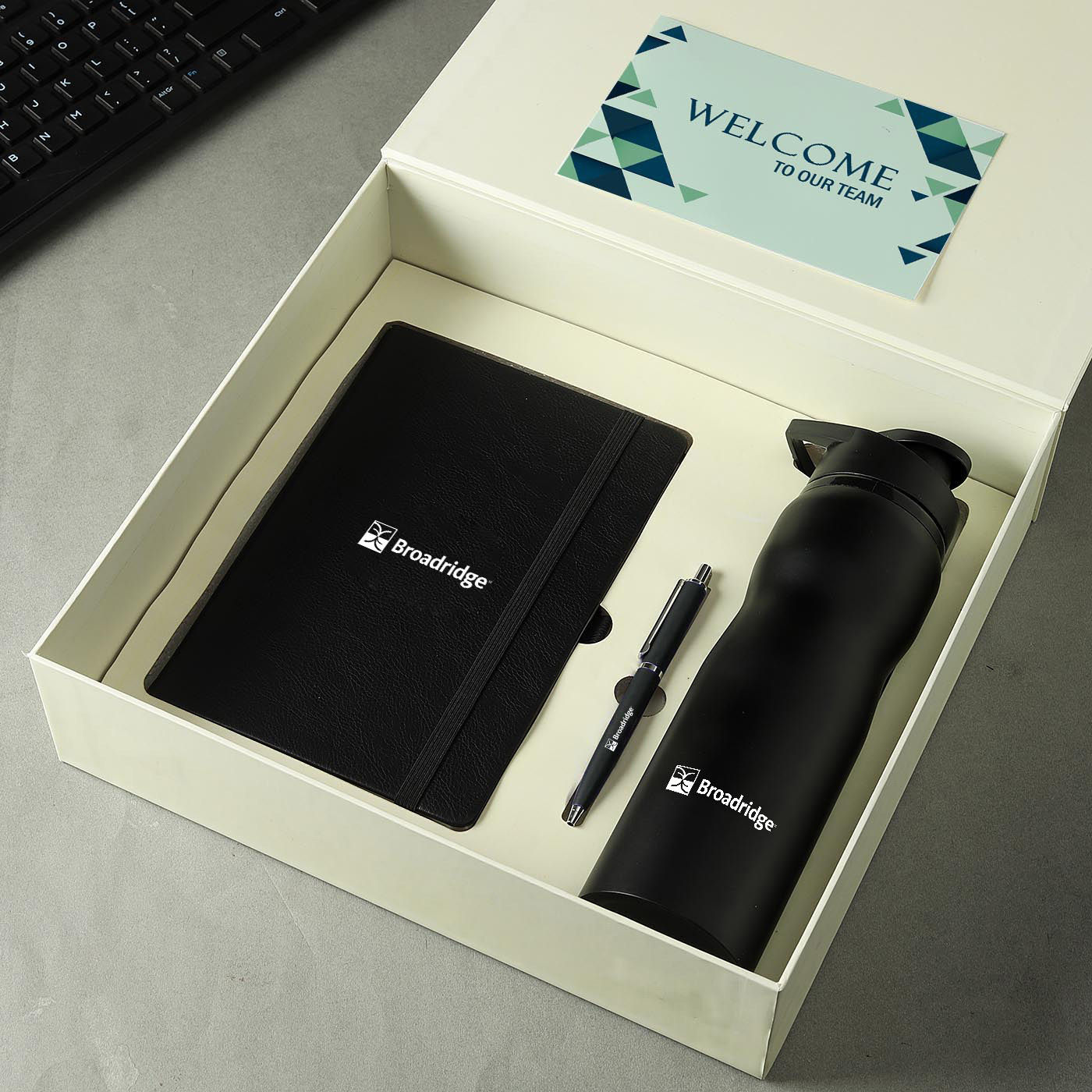 Definición de un kit de bienvenida corporativo con artículos personalizados