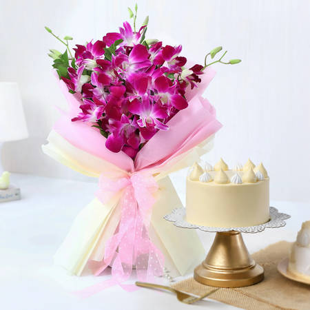 Fresh Orchids & Pineapple Cake Combo-picture-12