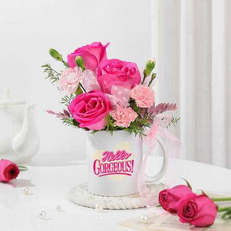 Women's Day Roses & Carnations Mug Arrangement-picture-24