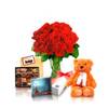 12 Red Roses with Teddy & Chocolates Online