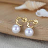 Gift 14K Gold Golden Crescent And Pearl Earrings