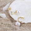 Buy 14K Gold Golden Crescent And Pearl Earrings