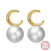 14K Gold Golden Crescent And Pearl Earrings Online