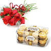 6 RED ROSES AND FERRERO CHOCOLATES Online