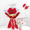 8 Red Roses Bouquet and Love You Cake Combo