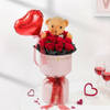Gift 8 Red Roses Valentine's Day Bouquet With Teddy