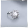 Gift Adjustable Floral CZ And Pearl Ring