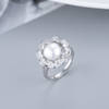 Buy Adjustable Floral CZ And Pearl Ring