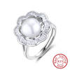 Adjustable Floral CZ And Pearl Ring Online