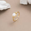 Buy Adjustable Gold Finish Pearl Ring