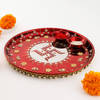 Shop Alluring Swastik Karwa Chauth Red Pooja Thali Hamper