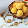 Antique Bhaiya Bhabhi Rakhi With Besan Ladoo