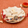 Antique Peacock Rakhi with Kaju Katli