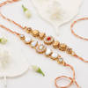 Gift Attractive Kundan And Pearl Rakhi Set Of 2