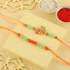 Gift Auspicious Beads Rakhis With Pista Badam Barfi And Pooja Thali