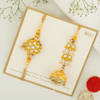 Shop Bhaiya Bhabhi Meena Kundan Yellow Rakhi