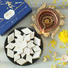 Big Size Swastik Clay Diya with Kaju Katli (400 gms)