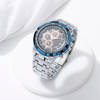Gift Blue Gold Dial Metal Strap Watch For Men