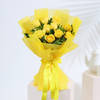 Bouquet of 10 Yellow Roses in Tissue Wrapping