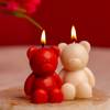Buy Charming Red And White Teddy Bear Candles - Set Of 2