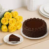 Chocolate Cake & Yellow Roses