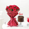 Classic Valentine Red Roses & Chocolate Cake Combo
