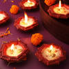 Gift Clay Diyas With Petals - Set Of 8