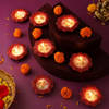 Clay Diyas With Petals - Set Of 8
