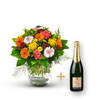 Colorful bouquet with Champagne