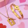 Couples Matte Gold Bracelet & Pendant Chain Set Online