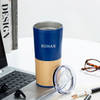 Shop Current Mood: Nope - Personalized Blue Tumbler With Wooden Base