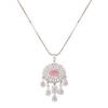 Buy CZ Necklace With Pendant And Drop Earring Set - Pink