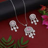 CZ Necklace With Pendant And Drop Earring Set - Pink Online