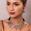 Buy Dainty Lotuses Oxidised Necklace Set