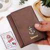 Dark Brown Personalized Trifold Secret Santa Wallet Gift