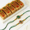 Dazzling CZ Rakhi Set Of 2 With Milk Cake