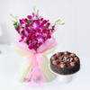 Decadent Chocolate Truffle Cake With Orchids Bouquet Combo