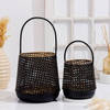Gift Decorative Lantern With LED String Light - Black (Set of 2)