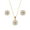 Diamond Floral Silver Pendant Set Online