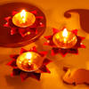 Gift Elegant Lotus Diya - Set Of 3 - Pink
