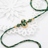 Gift Emerald Leaf Kundan And Meenakari Rakhi