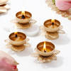 Enchanting Floral Metal Diyas - Set Of 4