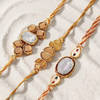 Gift Enchanting Kundan Rakhi Set Of 3 And Chocolates