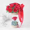 Gift Enchanting Roses Vase And Red Velvet Cake Duo