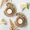 Gift Exquisite Mirror Embellished Mayur Pankhi Diyas - Set Of 2