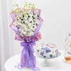 Floral Bliss Cake And Charming Orchids Bouquet Combo Online