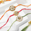 Gift Florid Kundan Work Rakhi - Set Of 3