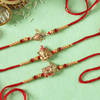 Gift Ganesha, Krishna & Peacock Designer Rakhi (Set of 3)