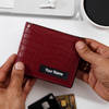 Buy Genuine Leather Personalized Red Wallet And Keychain Combo