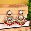 Gift Gold-plated Kundan And Meenakari Chandbali Earrings - Red